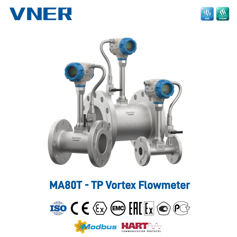 Medidor de vazão Vortex de compensação de temperatura/pressão série MA80T-TP